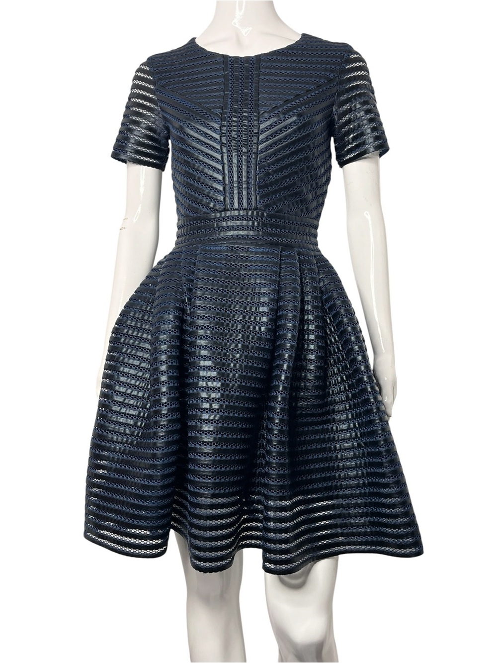 Maje Roybridge Striped Mesh Mini Dress Navy Blue Size 1 US S